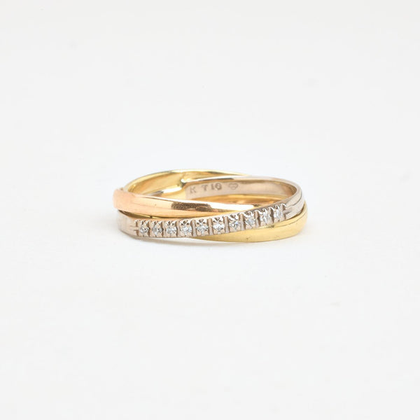 Tre i en ring med diamant (0.01 ct) i 18K guld strl. 17.2 / strl. 54