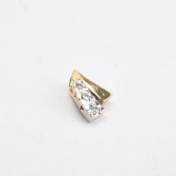 Geometrisk Hänge i 9K vitt guld med en zirkonia, 1.2 cm, 0.7 g