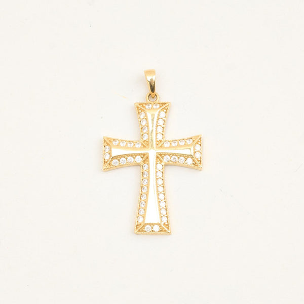 Kors i 14K guld med en zirkonia, 3.5 cm, 3.12 g