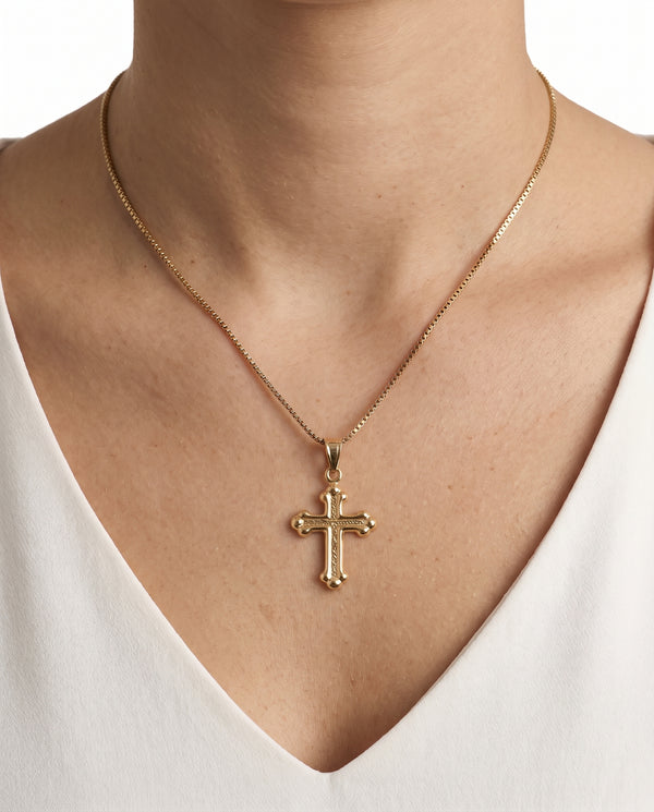 Mönstrad kors i 14K guld, 3 cm, 1.1 g