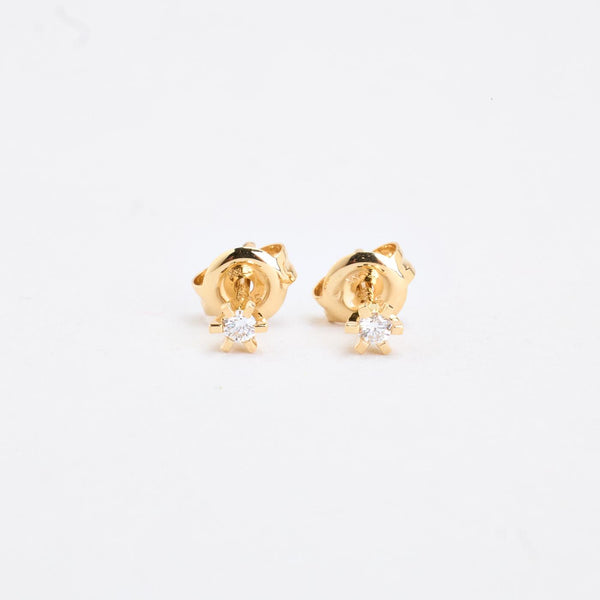 Klassisk solitär örhängen med diamant (0.04 ct) i 14K guld, 0.3 cm,
