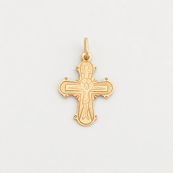 Mönstrad kors i 8K guld, 2 cm, 0.5 g