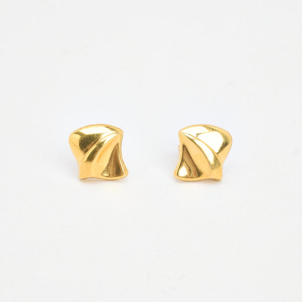 Organisk örhängen med stift i 14K guld, 1 cm,