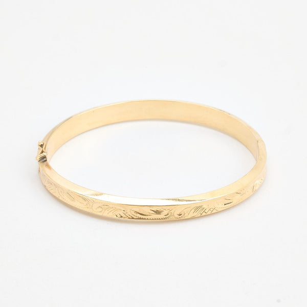 Mejslad armring med lås i 14K guld, 6.2 cm, 11.89 g